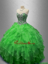 Fashionable Beaded Sweetheart Quinceanera Dresses in Green SWQD029-4FOR
