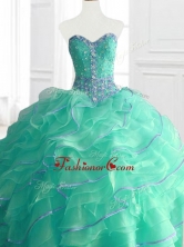 Gorgeous Sweetheart Beading and Ruffles Quinceanera Gowns in TurquoisSWQD067-3FOR