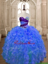 Hot Sale Beaded and Ruffled Organza Quinceanera Dress in Blue SWQD175-1FOR