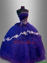 In Stock Strapless Quinceanera Dresses with Appliques and Beading SWQD024FOR