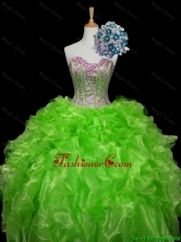 Luxurious 2016 Fall Ball Gown Apple Green Quinceanera Dresses with Sequins and Ruffles SWQD006-9FOR