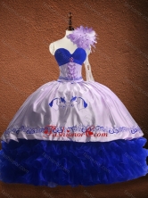 New Arrivals Ruffled Layers and Patterned Red Quinceanera Dress in Organza and Taffeta SWQD077FOR