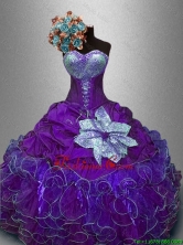New Arrivals Sequined Purple Sweet 16 Gowns with Ruffles SWQD031-2FOR