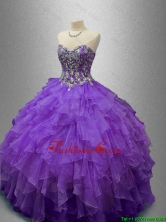 New Style Purple Sweet 16 Gowns with Beading and RufflesSWQD029-6FOR