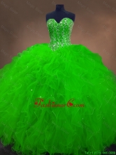 Perfect Beaded Spring Green Sweet 16 Gowns with Ruffles SWQD050-3FOR