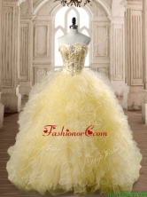 Perfect Beaded and Ruffled Tulle Quinceanera Dress in Yellow SWQD168-1FOR