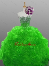 Pretty 2016 Summer Sweetheart Quinceanera Dresses with Beading and Rolling Flowers SWQD008-4FOR