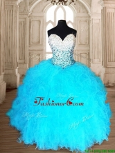 Romantic Aqua Blue Quinceanera Dress with Beading and Ruffles SWQD120FOR