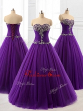 2016 Pretty Beading A Line Sweet 16 Dresses in PurpleSWQD060-2FOR