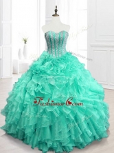Best Selling Beading and Ruffles Sweet 16 Dresses in Apple GreenSWQD063-1FOR