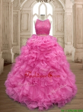 Two Piece Scoop Beaded and Ruffles Quinceanera Dress in Organza SWQD160-2FOR