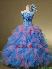 2015 Fall Beautiful Strapless Quinceanera Dresses with Hand Made Flowers and Beading SWQD001-2FOR