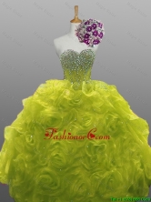 2016 Fall Elegant Beaded Quinceanera Dresses with Rolling Flowers SWQD008-11FOR