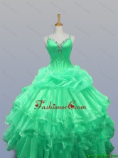 2016 Fall Elegant Straps Quinceanera Dresses with Beading and Ruffled Layers SWQD003-7FOR