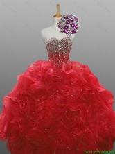 2016 Summer Top Seller Sweetheart Quinceanera Dresses with Beading and Rolling Flowers SWQD008-1FOR