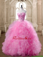 Affordable Rose Pink Quinceanera Dress with Beading and Ruffles for Spring SWQD168-4FOR