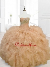 Beautiful Champagne Quinceanera Gowns with Beading and RufflesSWQD068-4FOR