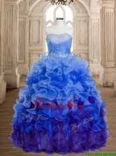 Discount Beaded and Ruffled Organza Sweet 16 Dress in Rainbow SWQD162-1FOR