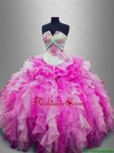Discount Strapless Beaded Multi Color Sweet 16 Gowns with Ruffles SWQD025-2FOR