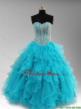 Elegant Beaded and Ruffles Quinceanera Dresses in Aqua Blue SWQD046FOR