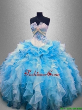 Elegant Strapless Beaded and Ruffles Quinceanera Gowns in Multi Color SWQD025-1FOR