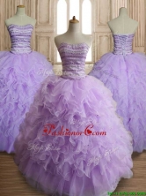 Exclusive Beaded and Ruffled Big Puffy Quinceanera Dress in Lavender SWQD144FOR