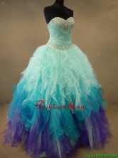 Fashionable Beaded and Ruffles Sweet 16 Dresses in Multi Color SWQD052FOR