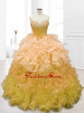 Fashionable Sweetheart Beading and Ruffles Quinceanera Dresses in Gold SWQD062-4FOR