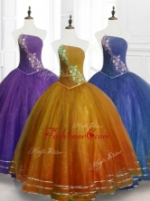 Lovely Ball Gown Strapless Organza Quinceanera Dresses with BeadingSWQD075FOR