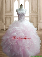 Lovely Beaded and Ruffled Scoop Quinceanera Dress in Light Pink SWQD141-3FOR