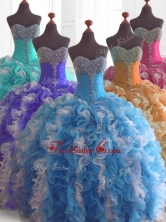 Low Price Beading and Ruffles Quinceanera Dresses in Multi ColorSWQD074FOR
