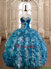 Luxurious Beaded Bust and Ruffled Sweet 16 Dress in Organza SWQD173-1FOR