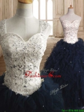 Modest Straps Organza Sweet 16 Dress with Beading and Ruffles SWQD143FOR