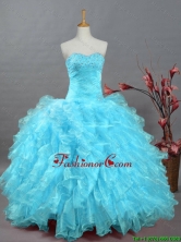 Pretty 2016 Summer Beading Aqua Blue Quinceanera Dresses in Organza SWQD002-1FOR