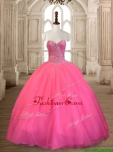 Top Selling Beaded Tulle Sweet 16 Dress in Rose Pink SWQD167FOR