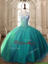 Visible Boning Beaded Bodice Tulle Quinceanera Dress in Turquoise SWQD171-2FOR