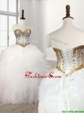 Visible Boning Beaded Bodice and Ruffled Quinceanera Dress in White SWQD111FOR