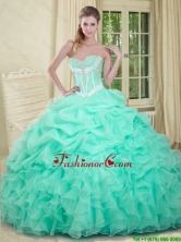 2016 Beautiful Beaded and Pick Ups Quinceanera Dresses in Apple Green SJQDDT91002FOR