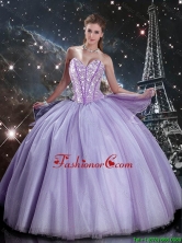 2016 Fall New Style Sweetheart Lavender Tulle Sweet 16 Dresses with Beading QDDTA93002FOR