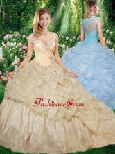 2016 Gorgeous Straps Brush Train Quinceanera Gowns with Beading SJQDDT327002FOR