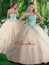 2016 Hot Sale A Line Appliques Sweet 16 Dresses in Champagne SJQDDT342002FOR