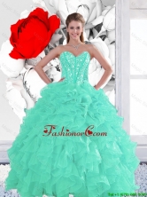 2016 Perfect Appple Green Quinceanera Dresses with Beading and Ruffles LFY091906-42FOR 