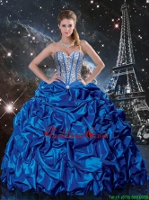 2016 Summer Popular Royal Blue Quinceanera Dresses with Beading and Pick Ups QDDTA89002FOR