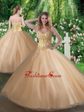 Affordable A Line Champagne Sweet 16 Gowns with Beading SJQDDT351002FOR
