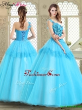 Beautiful One Shoulder Sweet 16 Dresses with Lace and Appliques YCQD046FOR