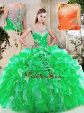 Beautiful Scoop Quinceanera Dresses with Beading and Ruffles SJQDDT238002-1FOR