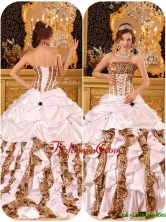 Beautiful Strapless White Quinceanera Gowns with Brush Train  QDZY010CFOR