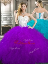 Best Beaded and Ruffled Quinceanera Dress in Purple and White YYPJ023FOR
