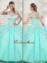 Best Selling Scoop 2016 Mint Quinceanera Dresses with Beadedwith SJQDDT118002AFOR