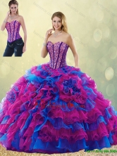 Classical 2016 Multi Color Quinceanera Gowns with Beading SJQDDT189002FOR